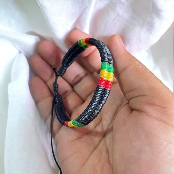NWT Jamaica Rasta Plaid Adjustable Cord Bracelet - Unisex - Picture 5 of 5